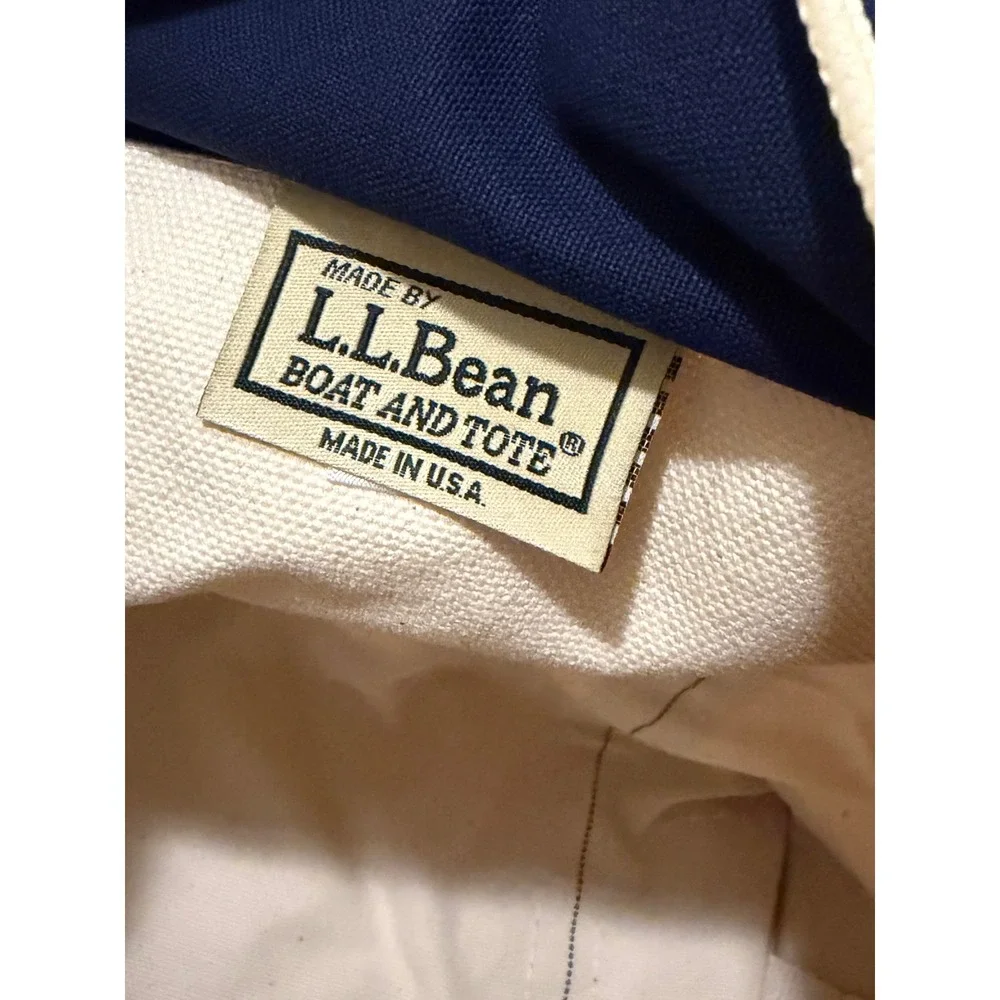 L.L.Bean Boat and Tote Canvas Cream Navy Zip Top Monogrammed Christina Preppy